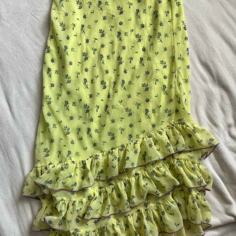 Kimchi Blue Floral Ruffle Yellow Skirt